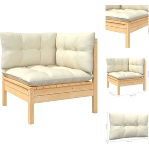 Vidaxl - Garten-Ecksofa mit Kissen in Creme Massivholz Kiefer - Gartensorgsofa - Gartenecke - Lounge Möbel - Rattan Gartenmöbel - Esszimmergarnitur