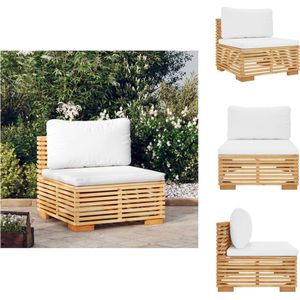 vidaXL Houten Tuinbank - Massief Teakhout - Zacht Kussen - 69.5x69.5x60 cm - Crème - Tuinbank