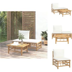 vidaXL Bamboe Loungeset - 1 x Middenbank - 1 x Voetenbank - 1 x Tafel - 55 x 69 x 65 cm - Duurzaam en Comfortabel - Tuinbank