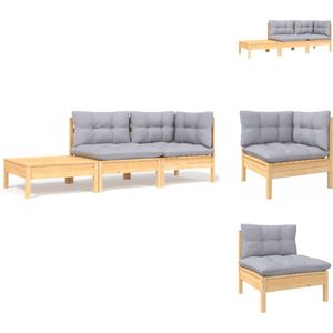 Vidaxl - 3-tlg. Garten-Lounge-Set mit Grauen Kissen Kiefer Massivholz - Garten Lounge Set - Kiefernholzmöbel - Outdoor Möbel - Gartenmöbel