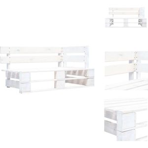 vidaXL Pallet Tuinhoekbank - houten hoekbank - 110 x 65 x 55 cm - wit - buiten- en binnengebruik - Tuinbank