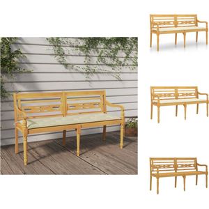 Vidaxl - Batavia-Bank mit Creme Kissen 150 cm Massivholz Teak - Holzbanks - Gartenbank - Teakholzbank - Outdoor Möbel - Gartenmöbeln