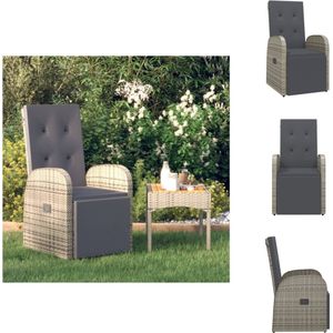 vidaXL Poly Rattan Fauteuil - Grijs - 57 x 69 x 106 cm - Verstelbaar - Tuinstoel