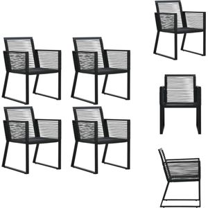 vidaXL Tuinstoelen - PVC-rattan en staal - 53x57x77 cm - Set van 4 - Zwart - Tuinstoel