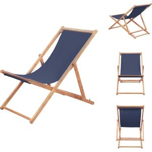 vidaXL Strandstoel - Hout - Verstelbaar - Blauw - 60x98.5/100/106cm - Eucalyptushouten frame - Waterdichte zitting - Tuinstoel