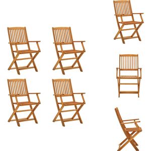 vidaXL Tuinstoel - Tuinstoelen - Tuin Stoel - Tuin Stoelen - Tuinstoelen 4 st inklapbaar massief eucalyptushout