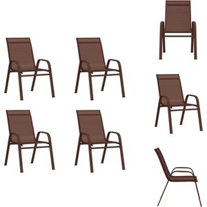 vidaXL Buitenstoelen - Bruin - 55 x 65 x 89 cm (B x D x H) - Stapelbaar - Waterbestendig - Tuinstoel