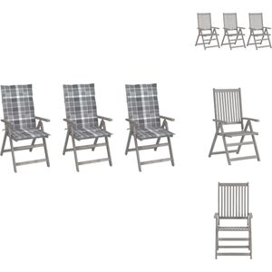 vidaXL Armstoelen - Acaciahout met Greywash afwerking - Verstelbaar in 5 standen - Incl - kussens - Afmetingen stoel- 56x70x110 cm - vidaXL - Tuinstoel