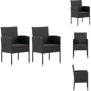 vidaXL Buitenstoelen - poly rattan - zwart - 52 x 56 x 88 cm - waterbestendig - PE-rattan - Tuinstoel