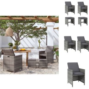 Vidaxl - 4-tlg. Gartenstuhl und Hocker Set Poly Rattan Grau - Gartensaison - Gartenmöbeln - Outdoor Möbel - Lounge Sessel - Gartenstuhl