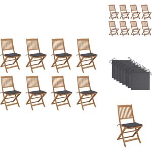 vidaXL Klapstoelen Eetstoelen Set - 48.5 x 57 x 91 cm - Acaciahout - Inclusief Kussens - Tuinstoel