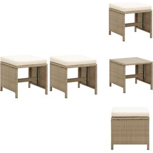 vidaXL Tuinkrukken - Staal - poly rattan - 41x41x35 cm - Set van 2 - Kleur beige/crèmewit - vidaXL - Tuinstoel