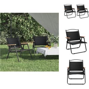 vidaXL Campingstoel - Campingstoelen - Kampeerstoel - Vouwstoel - Campingstoelen 2 st 54x43x59 cm oxford stof zwart