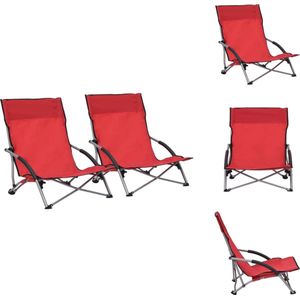 vidaXL Inklapbare Strandstoelen - Rood - Oxford Stof en Staal - 55.5 x 65.5 x 66 cm - Set van 2 - Tuinstoel