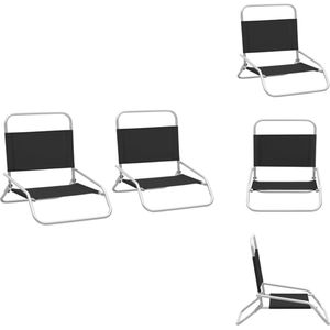 vidaXL Inklapbare Strandstoelenset - Zwart - 51 x 61 x 58 cm - Sterk stalen frame - Tuinstoel