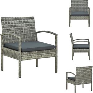 vidaXL Fauteuil - Fauteuils - Tuinfauteuil - Tuinfauteuils - Tuinstoel met kussen poly rattan grijs