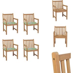 vidaXL Teakhouten Stoelenset - Tuinmeubelen - 58 x 60 x 90 cm - Inclusief kussens - Montage vereist - Levering bevat 4 stoelen en kussens - vidaXL - Tuinstoel