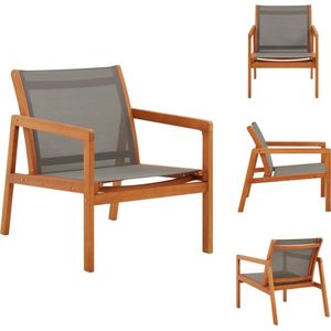 vidaXL Loungestoel - Houten - Grijs - 60 x 83.5 x 77.5 cm - Armleuningen - Tuinstoel