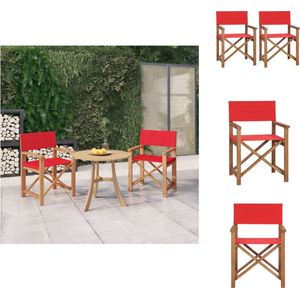 vidaXL Regisseursstoel Massief Teakhout - Rood - 57.5 x 54.5 x 85 cm - Inklapbaar - Tuinstoel