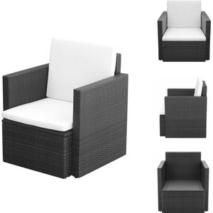 vidaXL Fauteuil Rattan - Zwart - Stalen Frame - Weerbestendig - Gemakkelijk Schoon te maken - Comfortabel - Tuinstoel