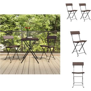 vidaXL Bistrostoel Brown - PE-Rattan and Coated Steel - 40x45x79 cm - Folding Design - Tuinstoel