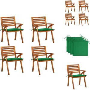 vidaXL Tuinstoelenset Groene Kussens - 59x59x87cm - Massief Acaciahout - Montage vereist - Tuinstoel