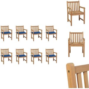 vidaXL Tuinstoelenset - Teakhout - Rustiek design - 8 stoelen - kussens - 58x60x90 cm - Tuinstoel
