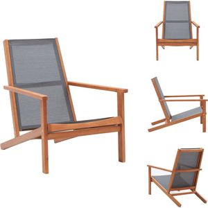 vidaXL Loungestoel - Grijs - Massief eucalyptushout - 64 x 92 x 83 cm - Tuinstoel