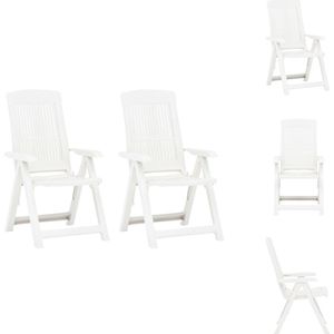 vidaXL Ligstoelenset - Wit Kunststof - 60x61x109 cm - Verstelbare rugleuning - Tuinstoel