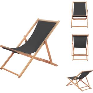 vidaXL Houten Strandstoel - Campingstoel - Verstelbaar - Grijs - Eucalyptushout frame - Polyester zitting - Tuinstoel