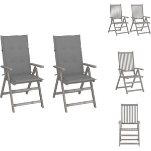 vidaXL Tuinstoel - Tuinstoelen - Stoel - Stoelen - Tuinstoelen 2 st verstelbaar met kussens massief acaciahout