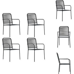 vidaXL Buitenstoelen Set - katoenen touw - zwart - 56x53.5x85.5 cm - Tuinstoel