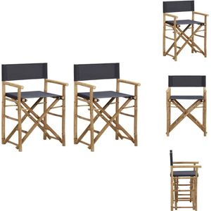 vidaXL Regisseursstoel - Regisseursstoelen - Stoel - Stoelen - Regisseursstoelen 2 st inklapbaar donkergrijs bamboe en stof