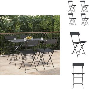 vidaXL Bistrostoelen - Inklapbaar - Zwart - 40x45x79 cm - PE-rattan en gepoedercoat staal - Tuinstoel