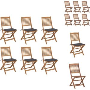 vidaXL inklapbare stoelen acaciahout - 48.5 x 57 x 91 cm - antraciet kussen - Tuinstoel