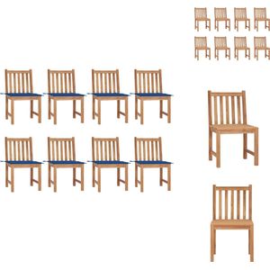 vidaXL Tuinstoel - Tuinstoelen - Buitenstoel - Buitenstoelen - Tuinstoelen 8 st met kussens massief teakhout