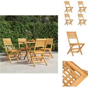 vidaXL Tuinstoelen inklapbaar 4 stuks - Massief Teakhout Tuinstoel - Teak Hout - Buitenkamer - Terras - Balkon