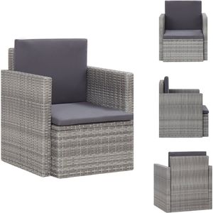 vidaXL Poly rattan tuinstoel - grijs/donkergrijs kussen - 65x65x74 cm - weerbestendig - PE-rattan en staal - Tuinstoel