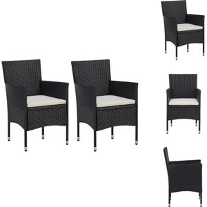 vidaXL Poly rattan stoelenset - zwart - 52 x 57 x 84 cm - weerbestendig - Tuinstoel
