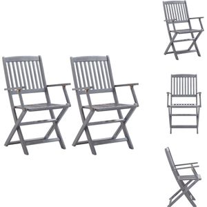 vidaXL Tuinstoel - Tuinstoelen - Tuin Stoel - Tuin Stoelen - Tuinstoelen inklapbaar 2 st massief acaciahout