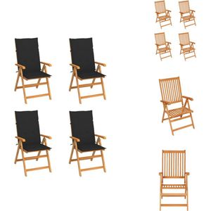 vidaXL Tuinstoelenset - Teak - 57 x 71.5 x 109 cm - Verstelbaar - Inklapbaar - Tuinstoel