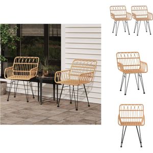 vidaXL Tuinstoel - PE-rattan - Stevig frame - Comfortabele zitplaats - Praktische pootdop - 56x64x80cm - Set van 2 - Tuinstoel