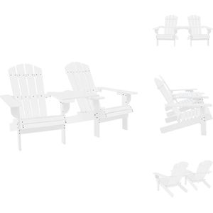 vidaXL Adirondack stoel - Tuinstoel Massief Vurenhout - Wit - 181/164 x 91.5 x 90 cm - Ergonomisch ontwerp - Tuinstoel