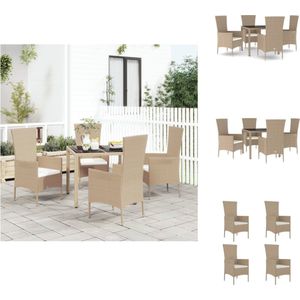 Vidaxl - 5-tlg. Garten-Essgruppe mit Kissen Beige Poly Rattan - Gartenmöbel - Essgruppe - Outdoor Möbel - Rattan Gartenmöbel - Gartenset