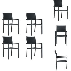 vidaXL Kunststof Stoelen - Rattan Look - Set van 4 - Zwart - 58.5 x 53.5 x 88.5 cm - Tuinstoel