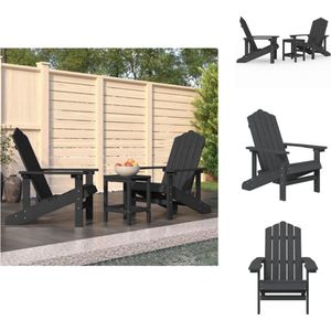 vidaXL Tuinstoel - Tuinstoelen - Terrasstoel - Tuintafel - Tuinstoelen Adirondack met tafel HDPE antracietkleurig