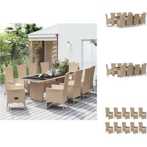vidaXL Tuinset - Tuinsets - Tuin Set - Tuinmeubelset - 11-delige Tuinset met kussens poly rattan beige