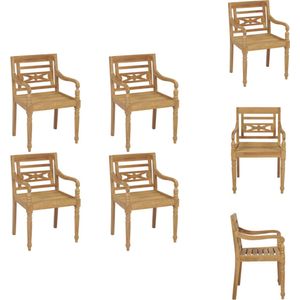 vidaXL Batavia Tuinstoelen - Teakhout - Set van 4 stoelen - 55x51.5x84 cm - Rustieke charme - Tuinstoel