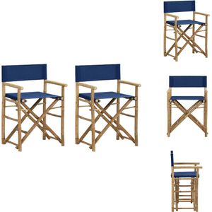 vidaXL Regisseursstoel - Regisseursstoelen - Stoel - Stoelen - Regisseursstoelen 2 st inklapbaar blauw bamboe en stof