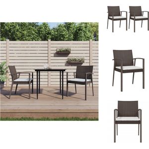 vidaXL Tuinstoelen - PE-rattan/staal - 56.5x57x83cm - bruin - Set van 2 - Tuinstoel